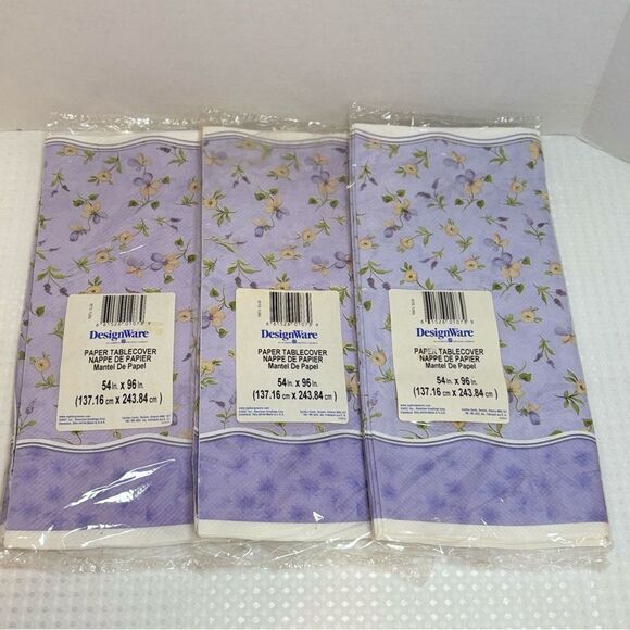 Vintage American Greetings DesignWare Purple Floral Paper Table Covers NIP - Picture 2 of 5